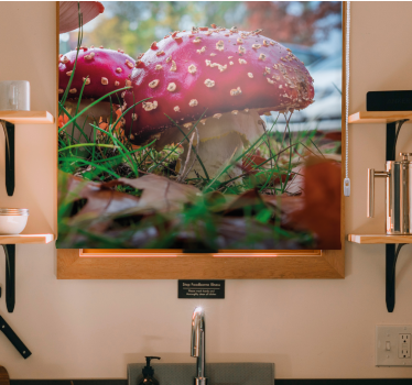 Levendige rode paddenstoelen rolgordijn bloemen en planten - TenStickers