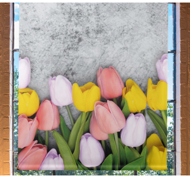 Levendige tulp bloei rolgordijn bloemen en planten - TenStickers