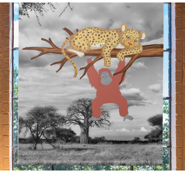 Luipaard en orang-oetan rolgordijn dieren - TenStickers