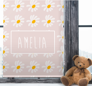 Madeliefje bloem met naam kinderkamer rolgordijn - TenStickers