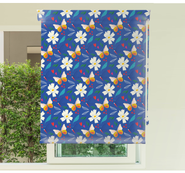 Madeliefjes en vlinders rolgordijn bloemen en planten - TenStickers