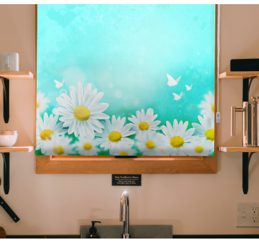 Madeliefjes met vlinders rolgordijn bloemen en planten - TenStickers