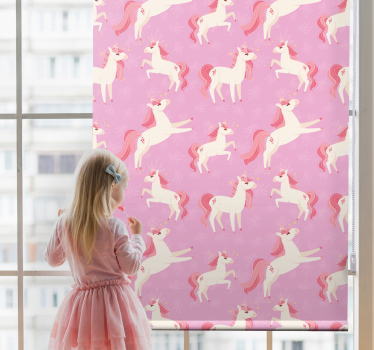Roze eenhoorn fantasie kinderkamer rolgordijn - TenStickers