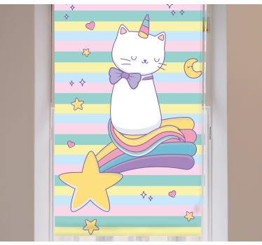 Magische kat eenhoorn kinderkamer rolgordijn - TenStickers