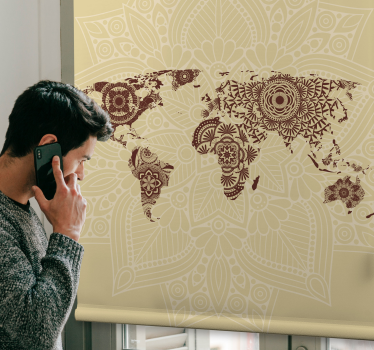Mandala wereld wandtapijt wereldmap rolgordijn - TenStickers