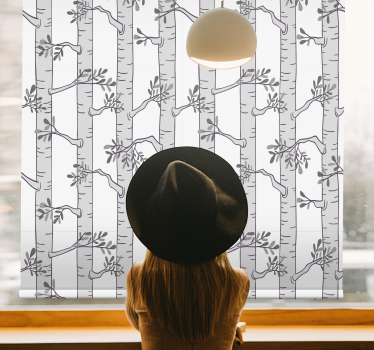 Minimalistisch grijs patroon rolgordijn bomen - TenStickers