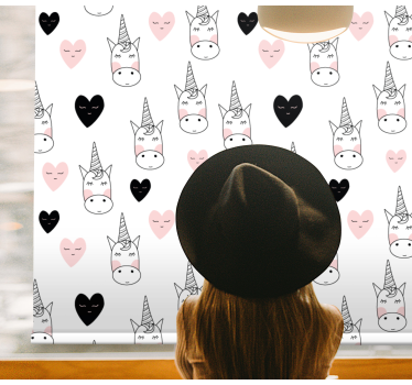 Minimalistische eenhoornharten kinderkamer rolgordijn - TenStickers