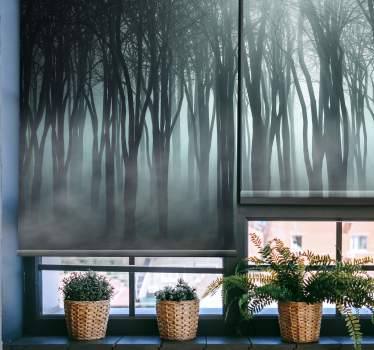 Mistig bos silhouet rolgordijn bomen - TenStickers