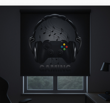 Monochrome hoofdtelefoon met controller gamer rolgordijn - TenStickers