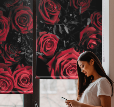 Mooie rode rozen rolgordijn bloemen - TenStickers