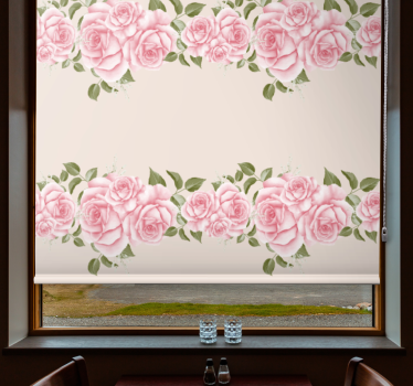 Mooie roze rozen rolgordijn bloemen en planten - TenStickers