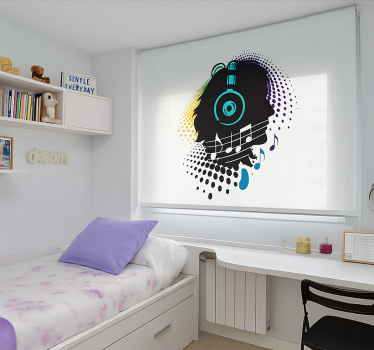 Muziek hoofd rolgordijn tienerkamer - TenStickers