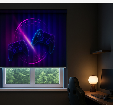 Neon clash gamecontrollers gamer rolgordijn - TenStickers