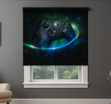Neon futuristische gamecontroller gamer rolgordijn - TenStickers