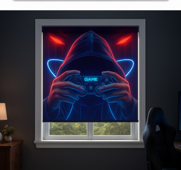 Neon gamer met hoodie gamer rolgordijn - TenStickers