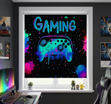 Neon-spatverfcontrollers gamer rolgordijn - TenStickers