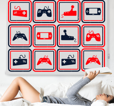 Nerd rolgordijn Retro grijze controllers - TenStickers