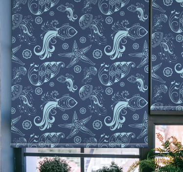 Oceaanfaunapatroon rolgordijn dieren - TenStickers