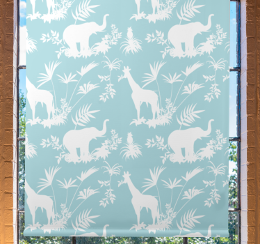 Olifanten en giraffen rolgordijn dieren - TenStickers