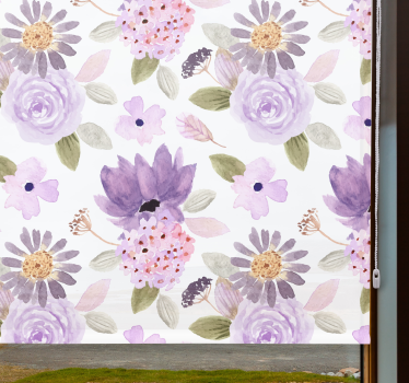 Paars bloemenpatroon rolgordijn bloemen - TenStickers