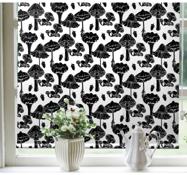 Paddenstoelenpatroon rolgordijn bloemen en planten - TenStickers
