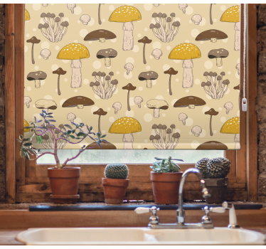 Paddenstoelentuinpatroon rolgordijn bloemen en planten - TenStickers