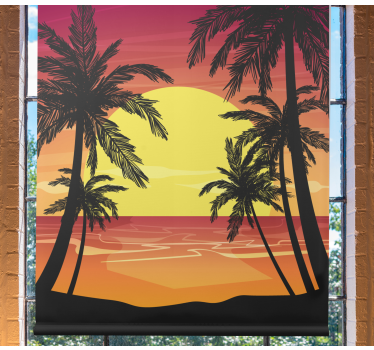 Palm zonsondergang scène rolgordijn bomen - TenStickers