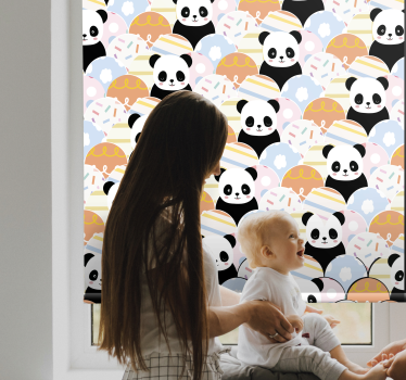 Baby panda feestje kinderkamer rolgordijn - TenStickers