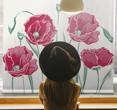 Papaverbloem elegantie rolgordijn bloemen en planten - TenStickers
