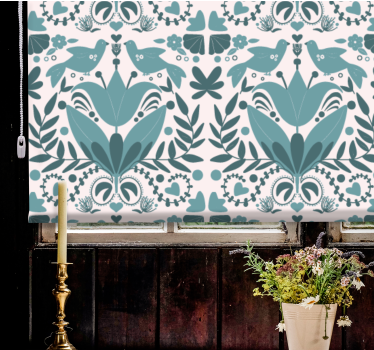 Patroon met vogels rolgordijn bloemen en planten - TenStickers