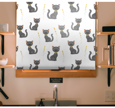 Patroon van zwarte katten rolgordijn dieren - TenStickers