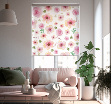 Pinky bloemenpatroon Rolgordijn woonkamer bloemen - TenStickers