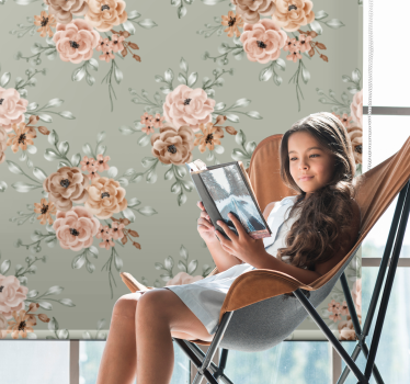 Prachtig beige arrangement rolgordijn bloemen - TenStickers