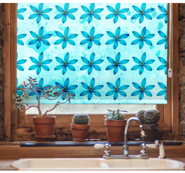 Prachtige blauwe bloemen rolgordijn bloemen en planten - TenStickers