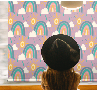 Regenbogen en zonnen kinderkamer rolgordijn - TenStickers
