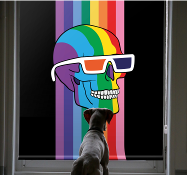 Regenboog schedel zonnebril nerd rolgordijn - TenStickers