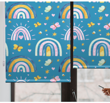 Regenboog vlinders ontwerp kinderkamer rolgordijn - TenStickers