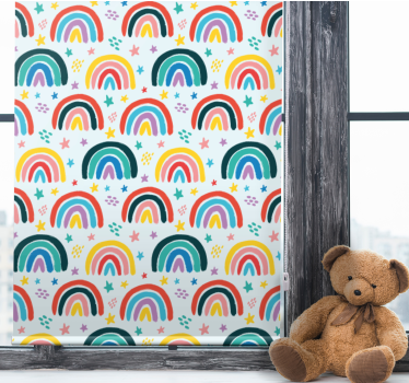 Blauwe regenboogpatronen kinderkamer rolgordijn - TenStickers