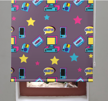 Retro gaming-iconen nerd rolgordijn - TenStickers