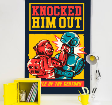 Robotachtige bokswedstrijd nerd rolgordijn - TenStickers