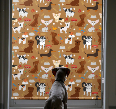 Rolgordijn babykamer Ander patroon van schattige honden - TenStickers