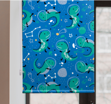 Rolgordijn babykamer Grappige dino's met planeten - TenStickers