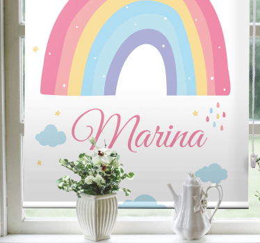Rolgordijn babykamer Schattige regenboog en wolk in pastel - TenStickers