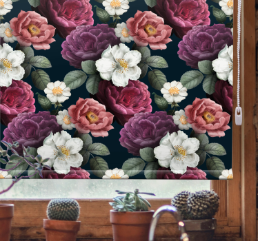 Rolgordijn bloemen elegante bloemcompositie - TenStickers