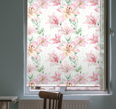 Rolgordijn bloemen en planten delicate bloemige elegantie - TenStickers