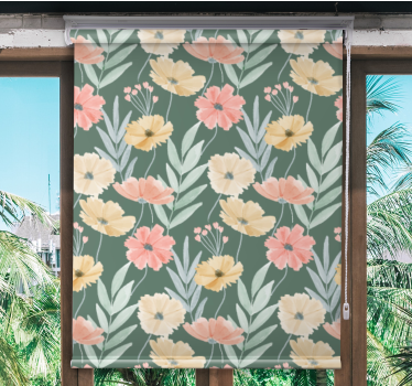 Rolgordijn bloemen en planten elegante botanische schikking - TenStickers