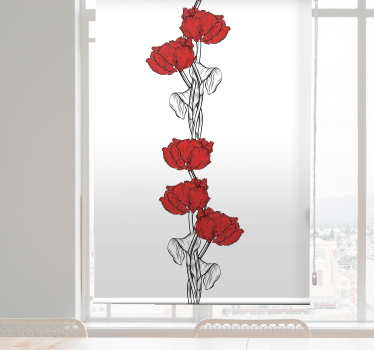 Rolgordijn bloemen en planten elegante rode bloesems - TenStickers