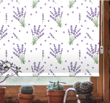 Rolgordijn bloemen en planten lavendel bloemenpatroon - TenStickers
