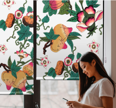 Rolgordijn bloemen en planten weelderig fruit en bloemen - TenStickers