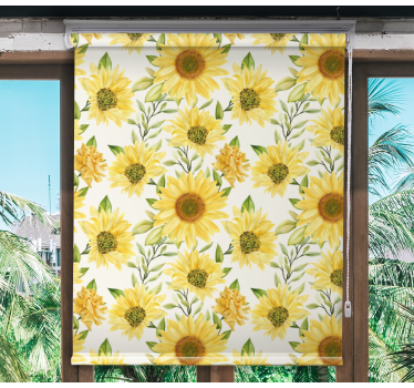 Rolgordijn bloemen en planten zonnebloem arrangement - TenStickers